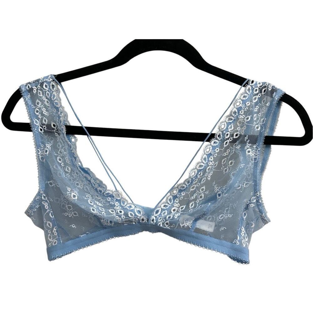 GAP Body Eyelet Lace Dainty Bra Blue sz XS EUC